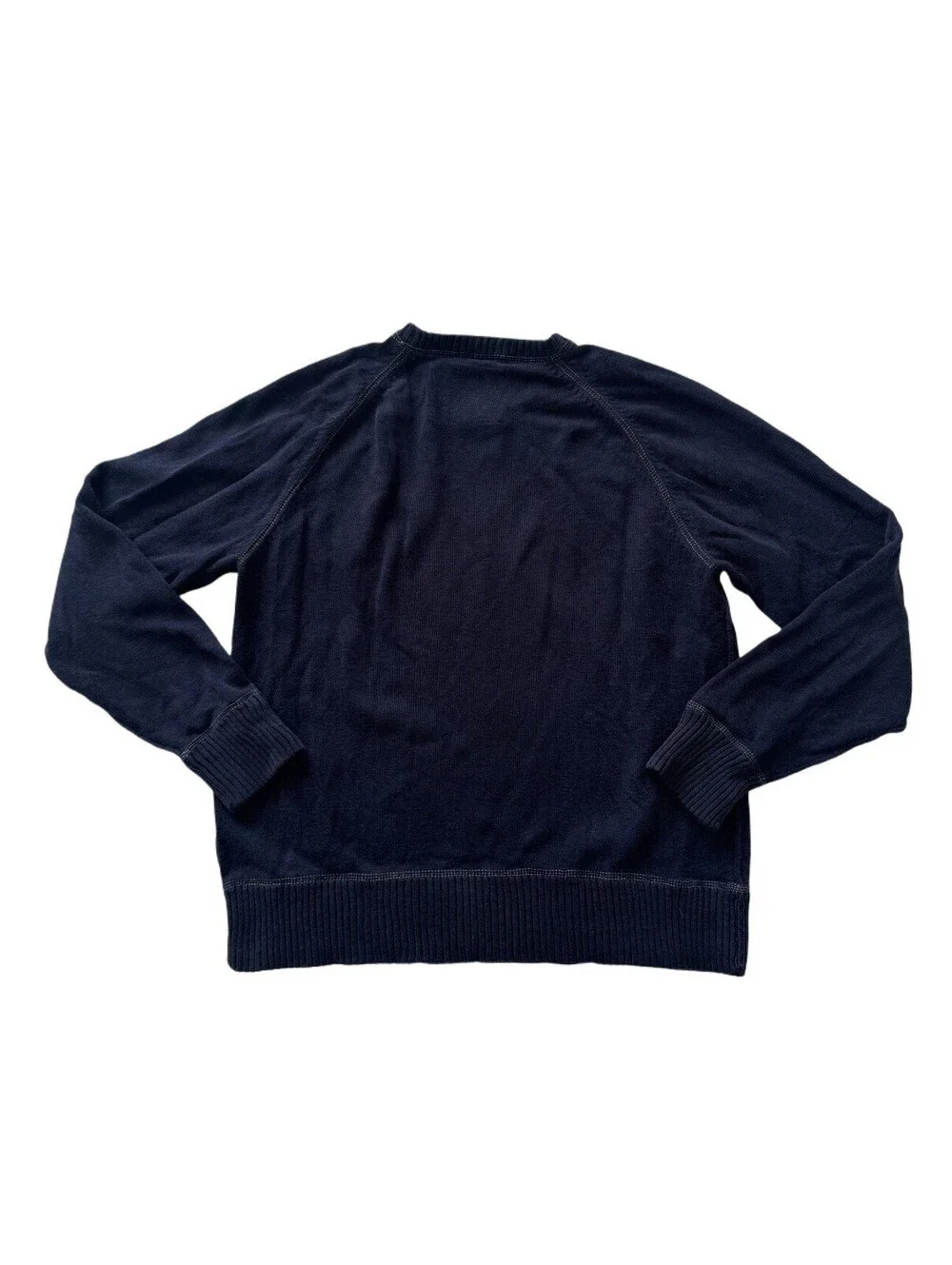 American Eagle Mens XL Navy Knit Crewneck Sweater Pullover Logo Raglan Casual